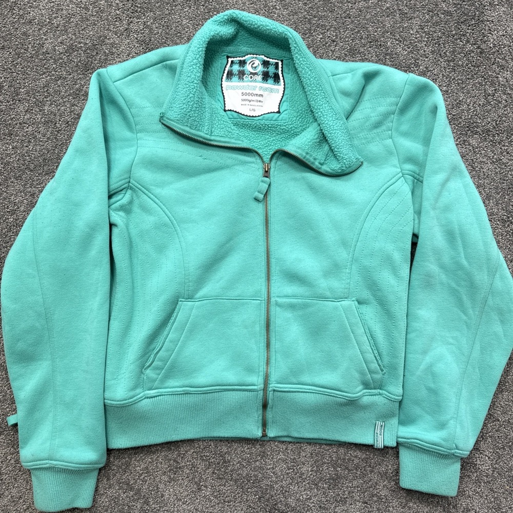 Womens L Core Powder Room Sweatshirt Ski Snowboard Full Zip Pockets Winter
